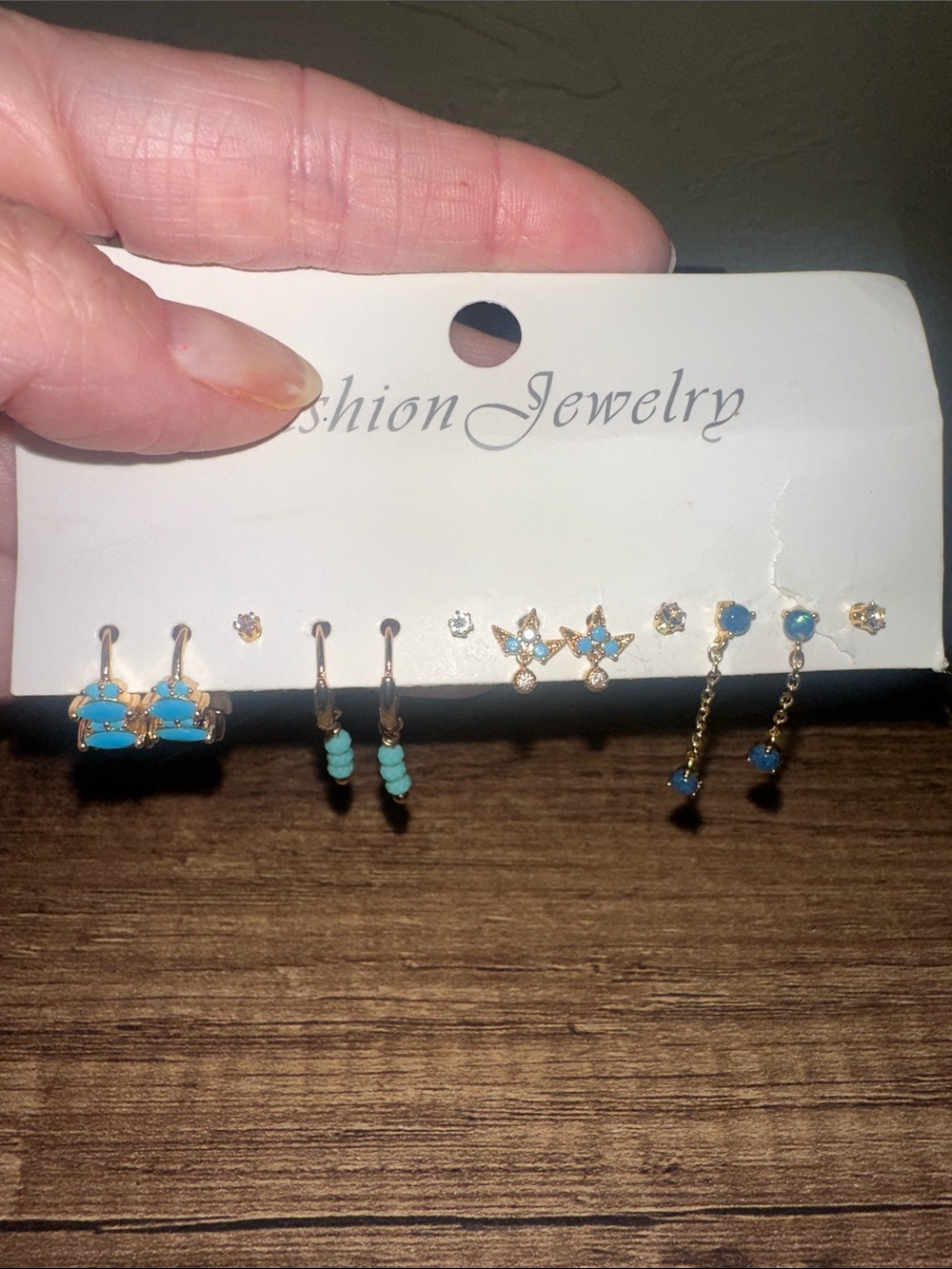 Fashion Jewelry Turquoise and Blue Earring Stack - 6 sets of pairs